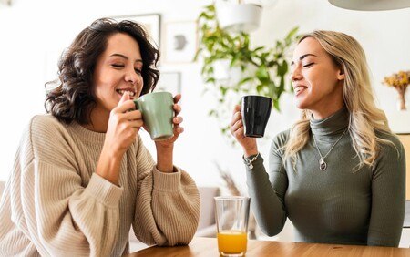 Two friends having coffee